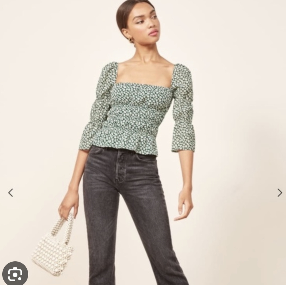 Reformation Ayla top - green, floral